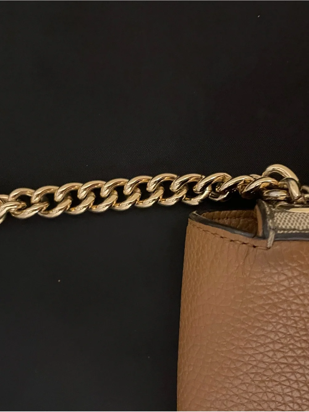 Michael Kors Brown/White Logo Crossbody Bag, Snap Closure, Gold Hardware